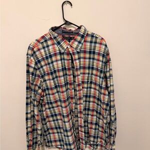 Nautica Men’s Plaid Button-Down Shirt in Red, Blue & Cream